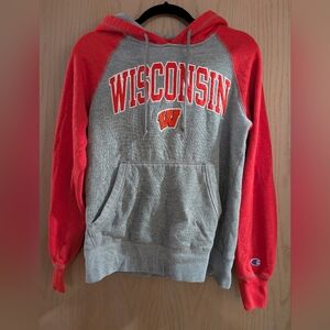 Champion Wisconsin Red and Gray Hoodie